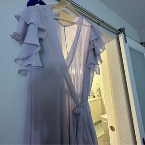 Elegant Lavender Ruffle Sleeve Dress